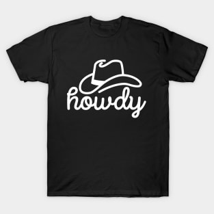 Howdy Cowboy Hat Line Art Western Country USA T-Shirt